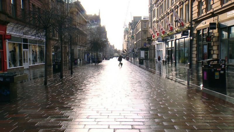 Covid in Scotland: Streets empty on day one of level 4 lockdown