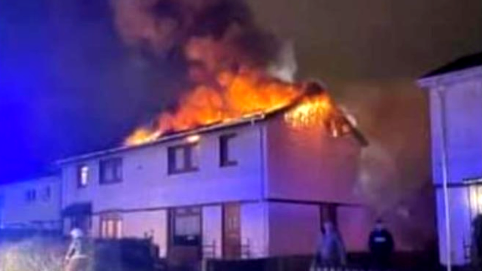 Motherwell homes set alight by stray rocket firework