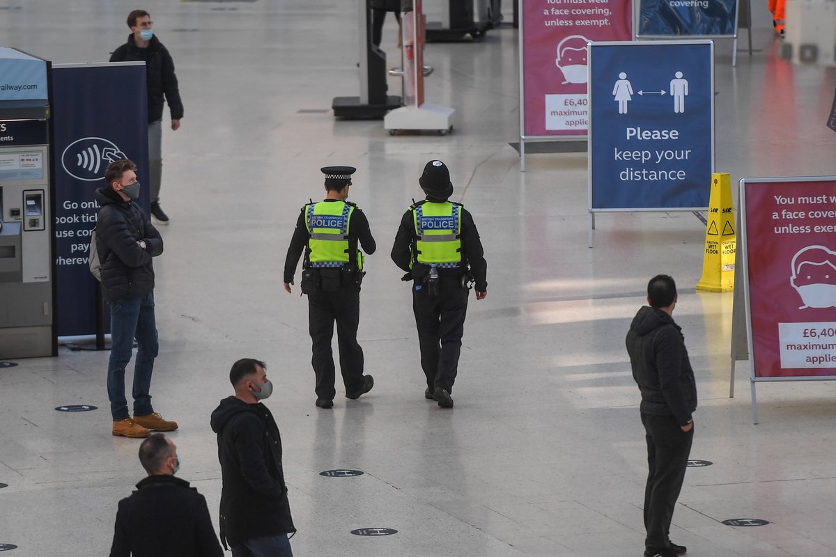 BTP officers patrolling Waterloo station on Sunday