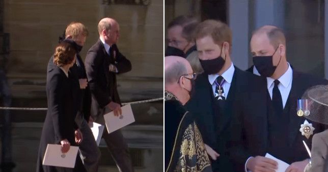 William and Harry finally unite as they walk together after Duke's funeral